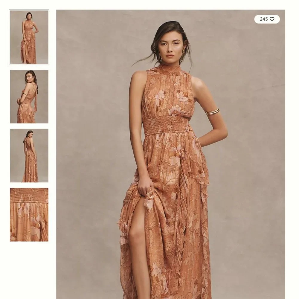 BHLDN High-Neck A-Line Chiffon Gown size XS - Picture 1 of 4